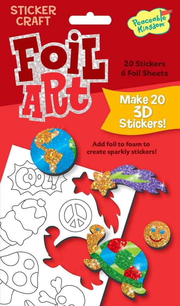 Peaceable Kingdom Sticker Crafts Make My Own Fun Stuff 3D Foil Art Stickers Kit for Kids